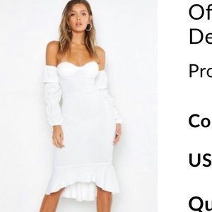 White Frill Off Shoulder Dress